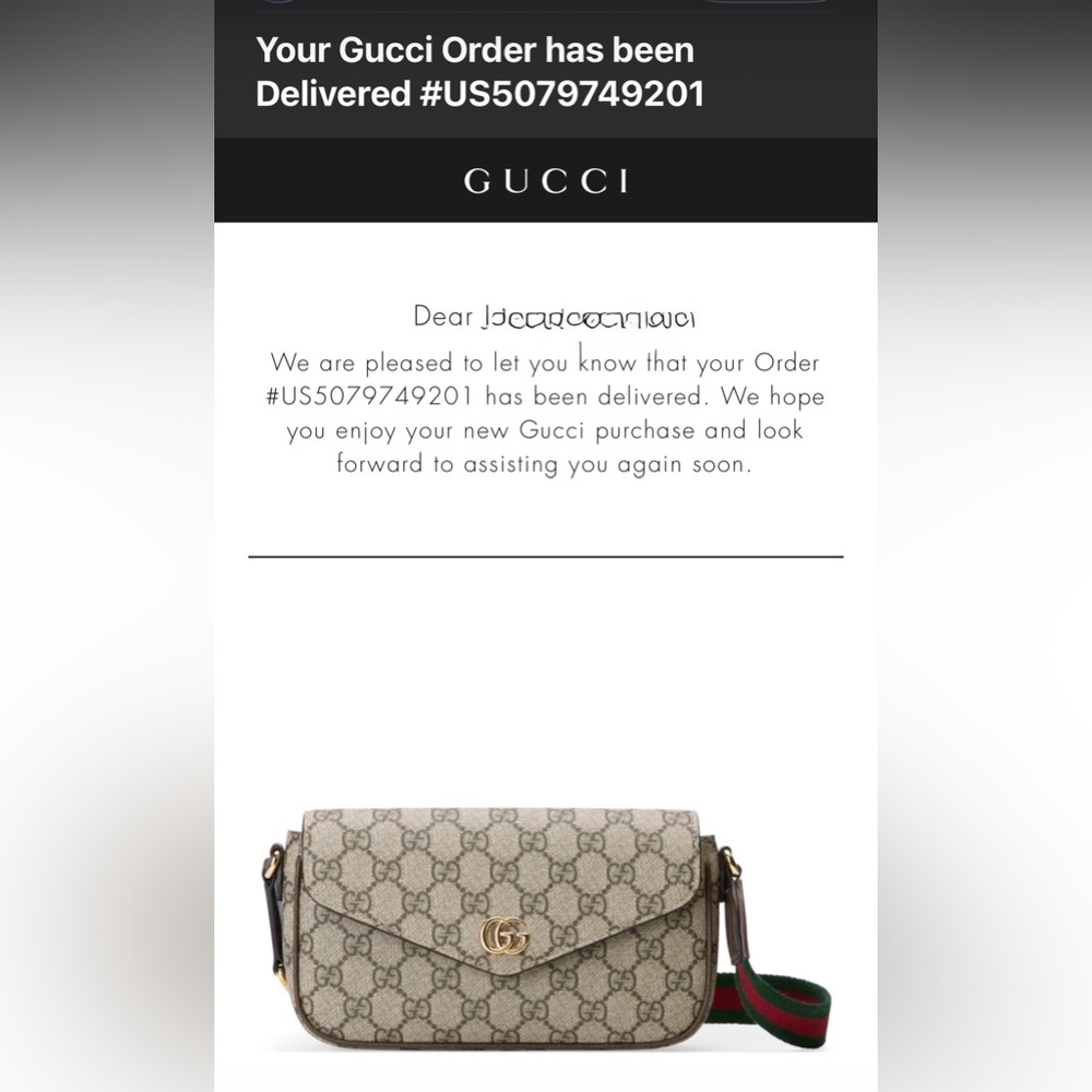~ Authentic~ Gucci Beige & Brown GG Supreme Crossbody with Green-Red Web Strap - Picture 6 of 9